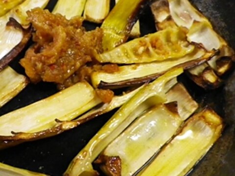 グリルパンで、焼き真竹の山椒味噌
